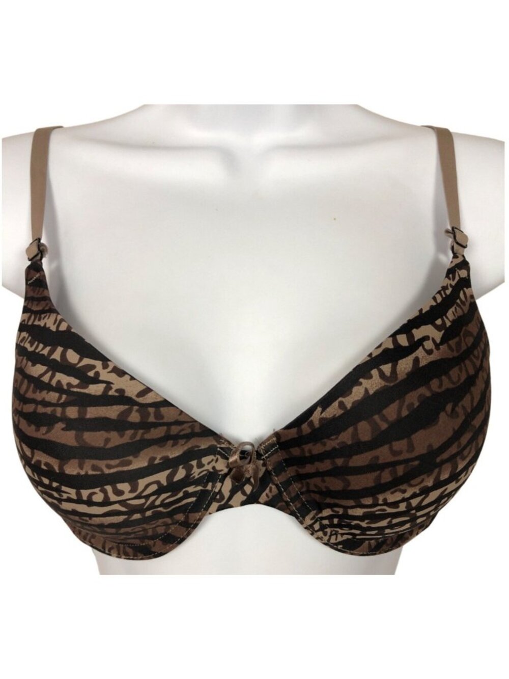 Maidenform Bra Size 34C Leopard Print Brown Black Underwire Lined Back Close